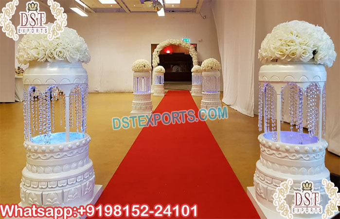 White Fiber Crystal Walkway Pillars Decoration