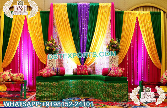 Bright & Colorful Mehndi Function Stage Decoration