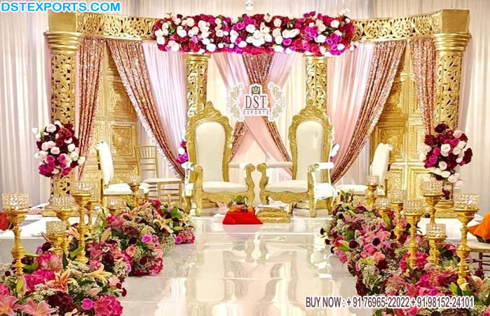 Golden Open Style Wedding Reception Stage