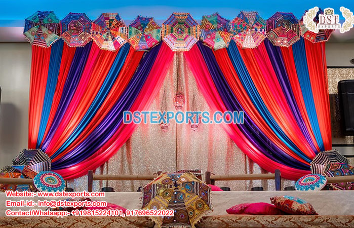 Colorful Sangeet Night Stage Backdrop Drapes