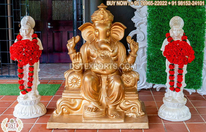 Golden Ganpati Statue For Wedding Welcome Area
