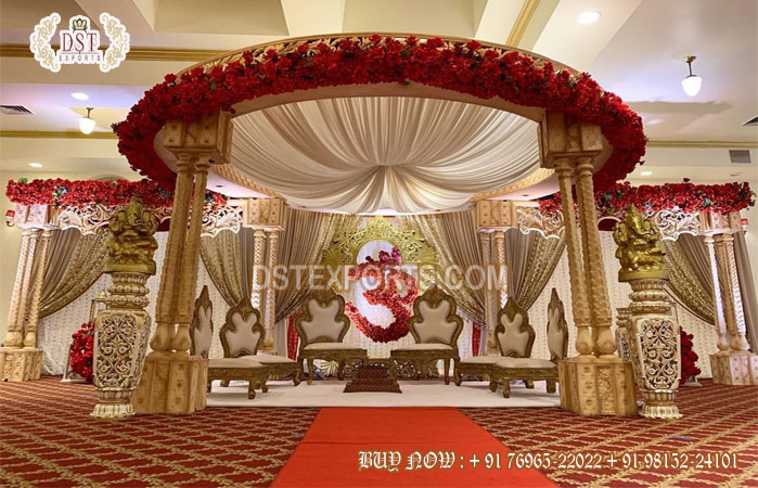 Exclusive Wedding Tri Pillar Mandap Decoration