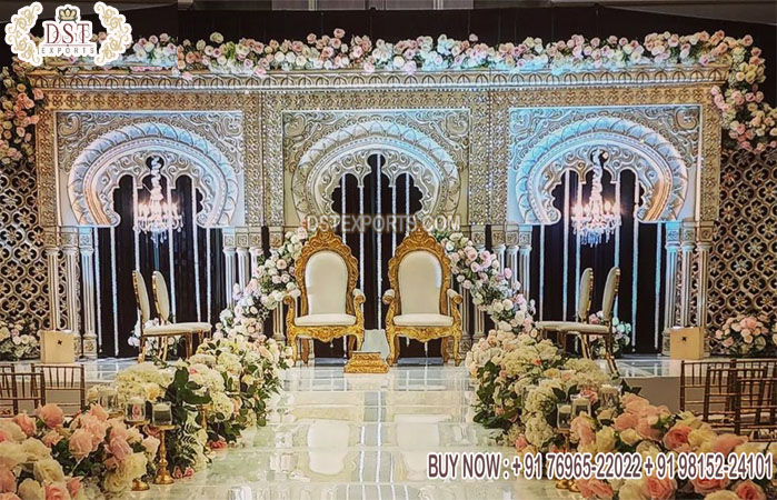 Grand Wedding Reception Night 3D Frame Stage Decor