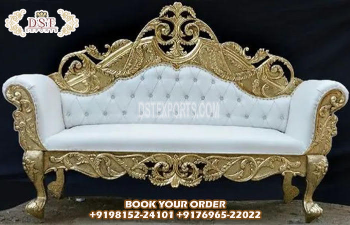 Royal Look White Gold Sofa for Wedding Reception