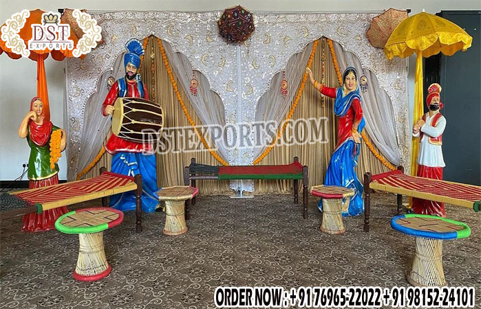 Punjabi Dancing Statues Decor For Theme Parties