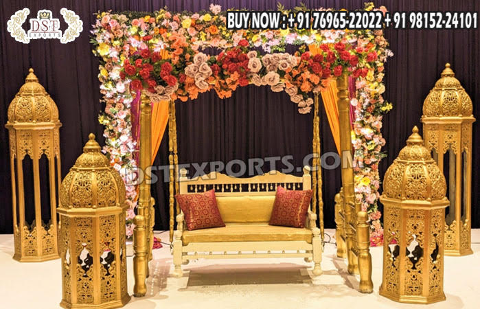 Splendid Golden Sankheda Swing For Walima Stages