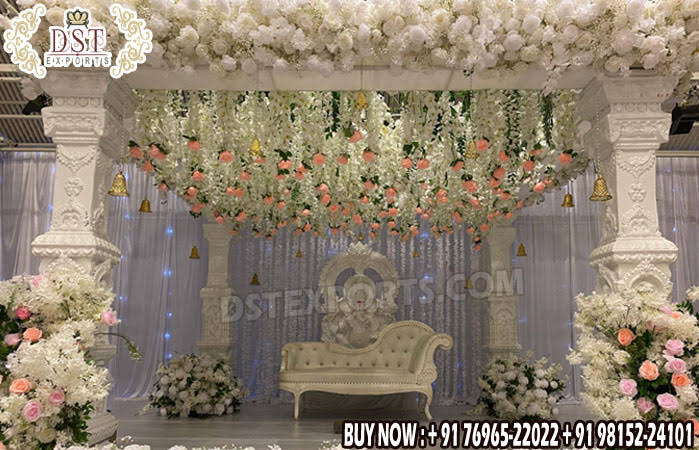 Traditional White South Indian Wedding Pillar Mand