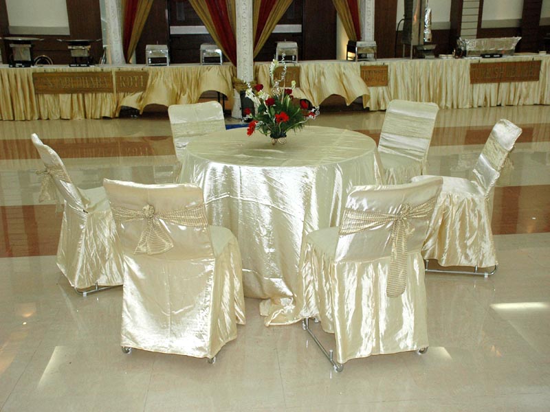 DECORATED SATIN CHAIR COVERS