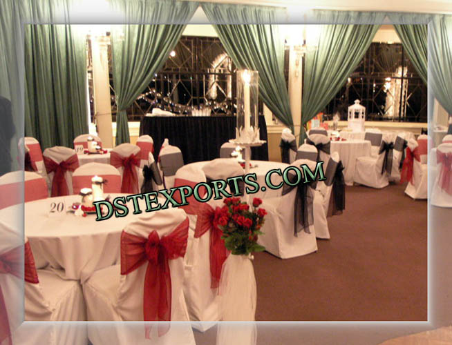 DESIGNER CHAIR COVERS AND TABLE CLOTHES