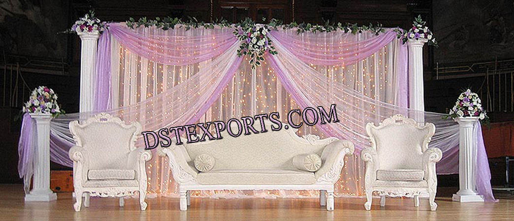 Indian Wedding White Carving Sofa set