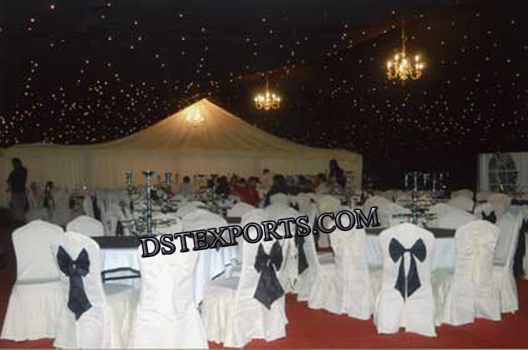 WEDDEING WHITE CHAIR COVER  WITH BLACK TIE BACK