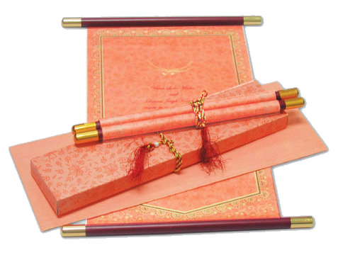 ROYAL WEDDING PINK SCROLL FARMAAN CARD