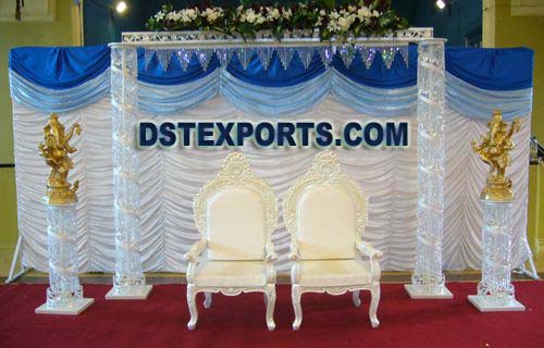 WEDDING SILVER STAGE WITH CRYSTAL DECORATIONS