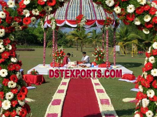 INDIAN WEDDING FLOWER DECORATED MANDAP