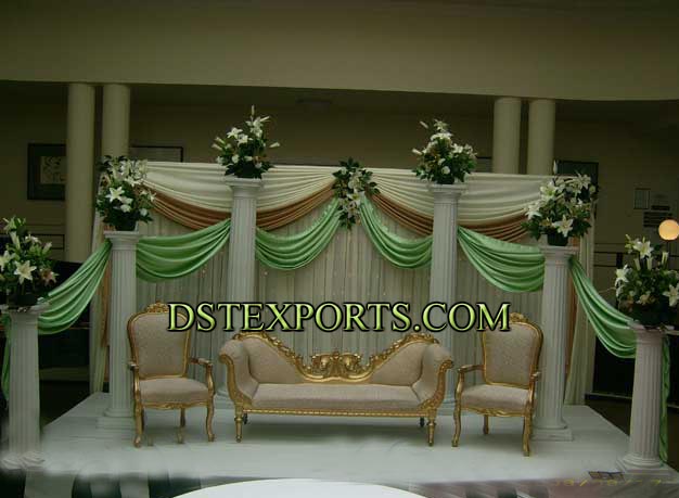 ASIAN WEDDING STAGE WITH GOLDEN CARVED FURNITURES