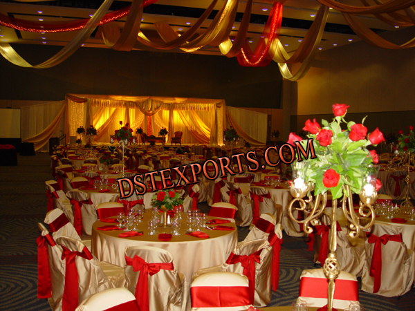 WEDDING CHAIR COVER WITH RED SASHAS