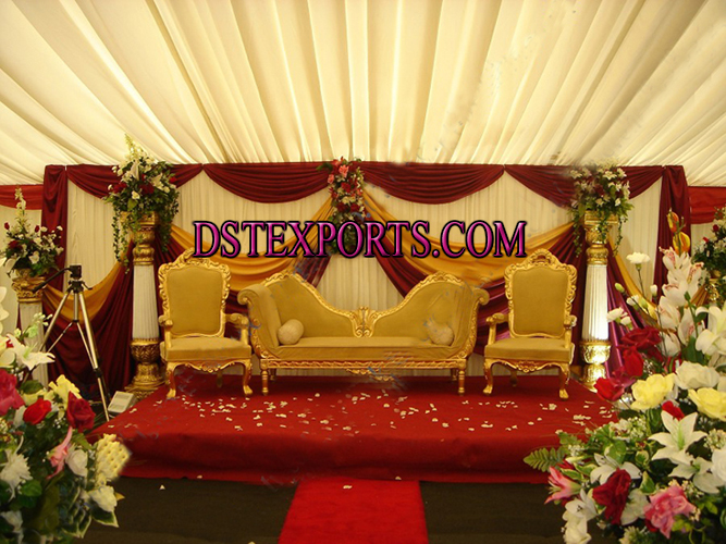 ASIAN WEDDING CARVED FURNITURES WITH PILLARS