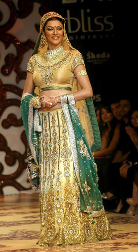 INDIAN WEDDING SUSH GOLDAN GREEN LEHENGA