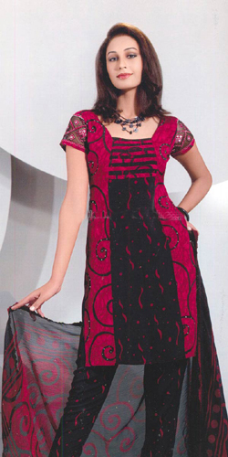 NEW STYLISH BLACK AND RED PAJAMI SUIT