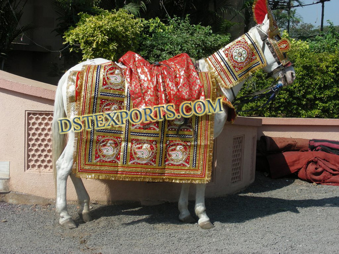 INDIAN WEDDING RED GOLDEN HORSE COSTUMES
