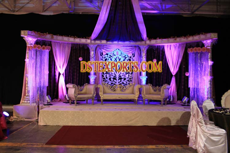 ASIAN WEDDING STAGE WITH CRYSTAL FLOWER BACKDROP