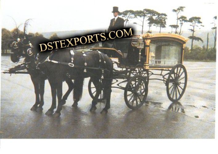 ANTIQUE GOLDEN FUNERAL CARRIAGE