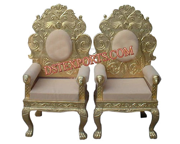 WEDDING CARVED GOLDEN  METAL  CHAIRS