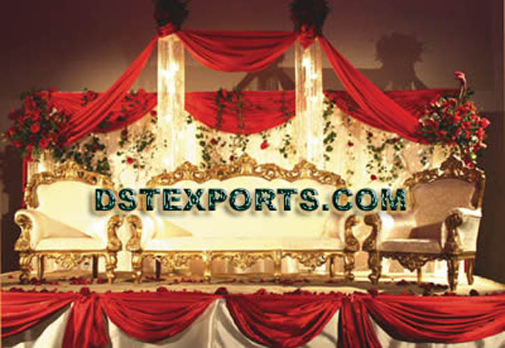 ASIAN WEDDING GOLDEN CARVED STAGE