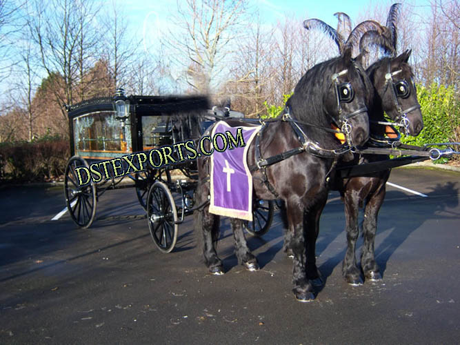 BLACKISH FUNERAL HORSE CARRIAGE