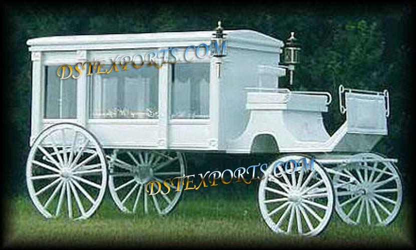 WHITE COVERED HORSE DRAWN CARRIAGES