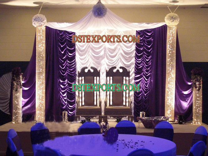 ASIAN WEDDING STAGE WITH CRYSTAL PILLARS
