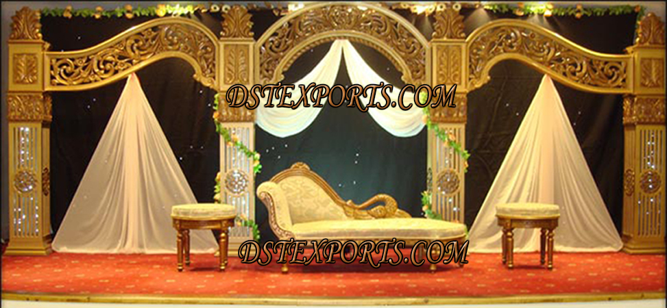 LATEST ASIAN WEDDING GOLD CARVING STAGE