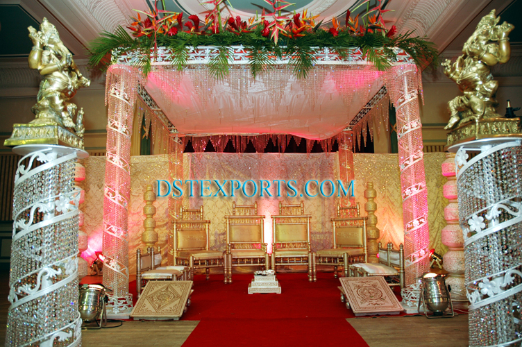 INDIAN WEDDING SILVER CRYSTAL MANDAP