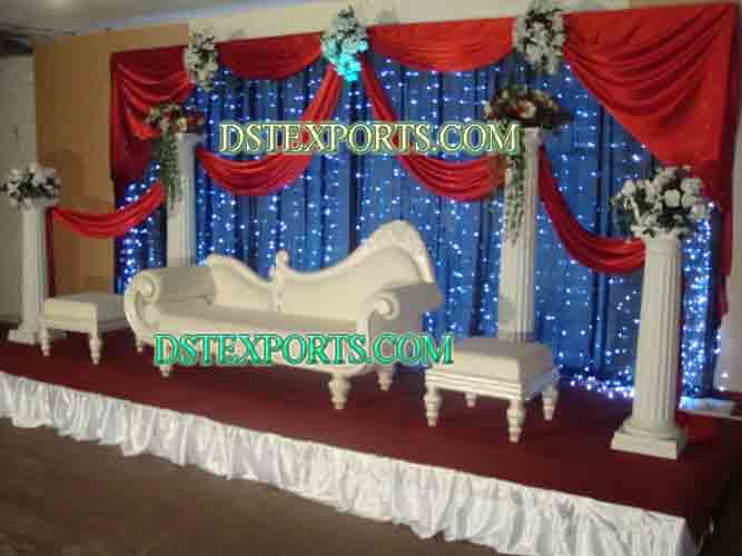 WEDDING STAGE WITH WHITE FURNITURE SET