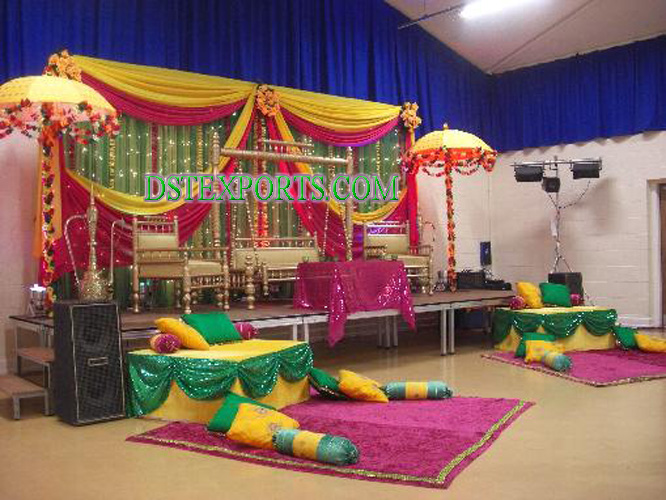 INDIAN WEDDING COLOURFULL  MEHANDI STAGE
