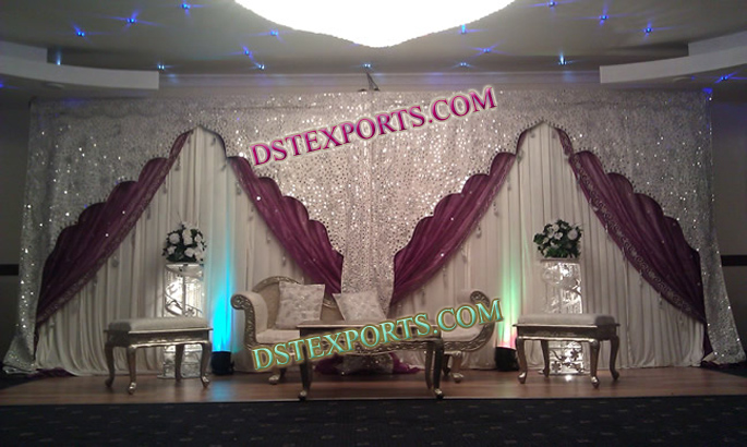 WEDDING SILVER EMBRODRIED BACKDROP