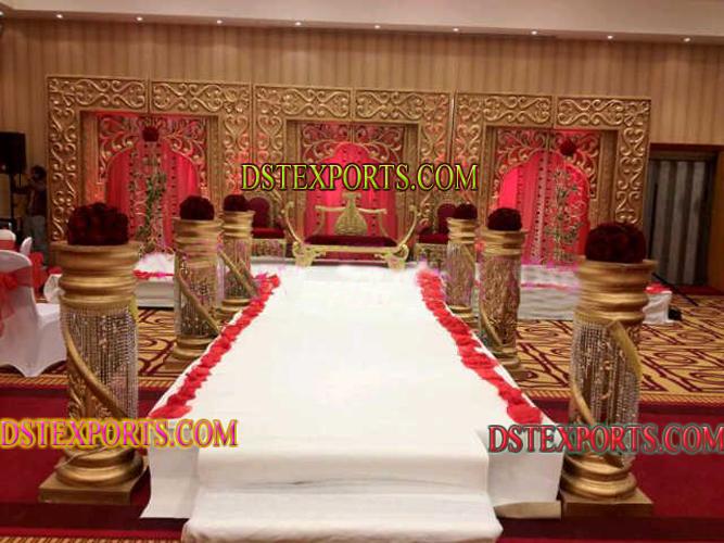 LATEST MUSLIM WEDDING CRYSTAL GOLD STAGES