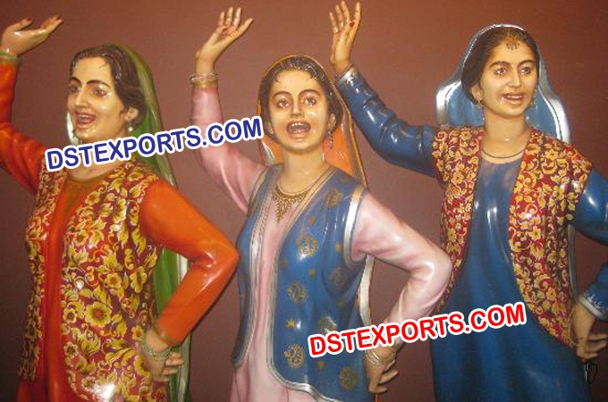Punjabi Ladies In Gidha Statue Set