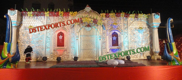 INDIAN WEDDING CARVED STAGE BACKDROP