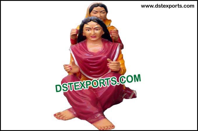 Punjabi Lady With Comb FRP Statues