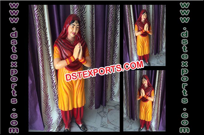 Punjabi Lady Welcome Fiber Statue