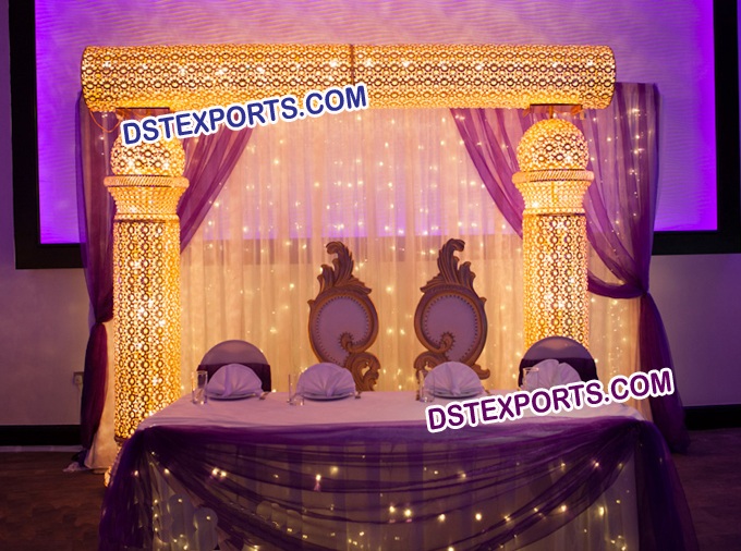 ASIAN WEDDING GOLD CRYSTAL STAGE SETS