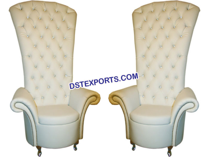 Wedding High Back Crystal Fitted White Chair