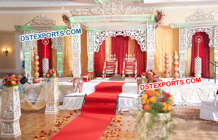 South Indian Wedding Fiber Carved Mandap