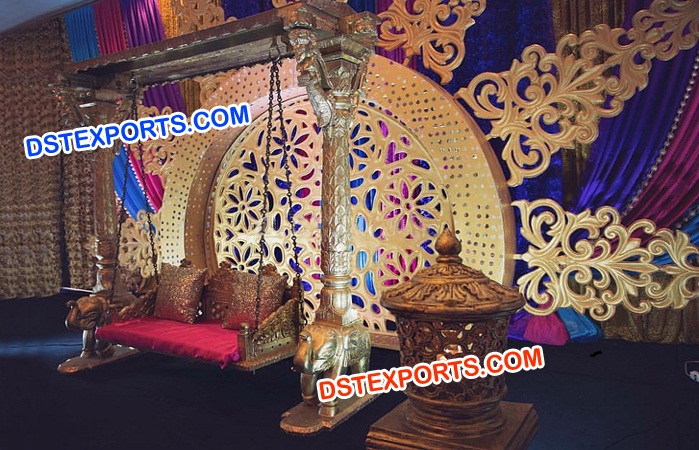 Wedding Golden Elephant Metal Jhula
