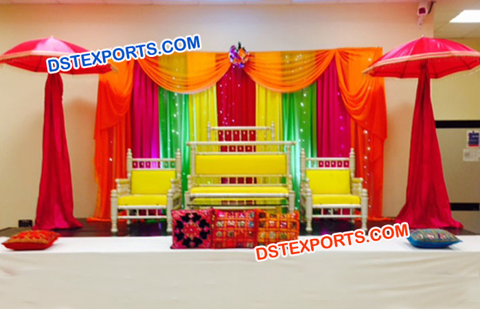 Colorful Wedding Sangeet Stage Furniture