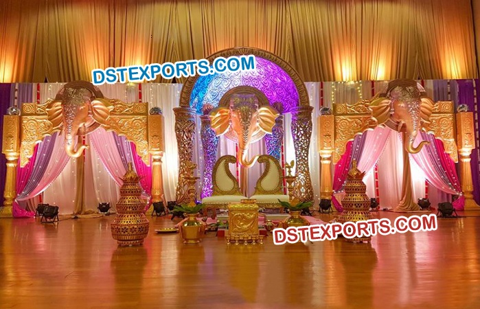 Wall Elephant Panel Wedding Stage