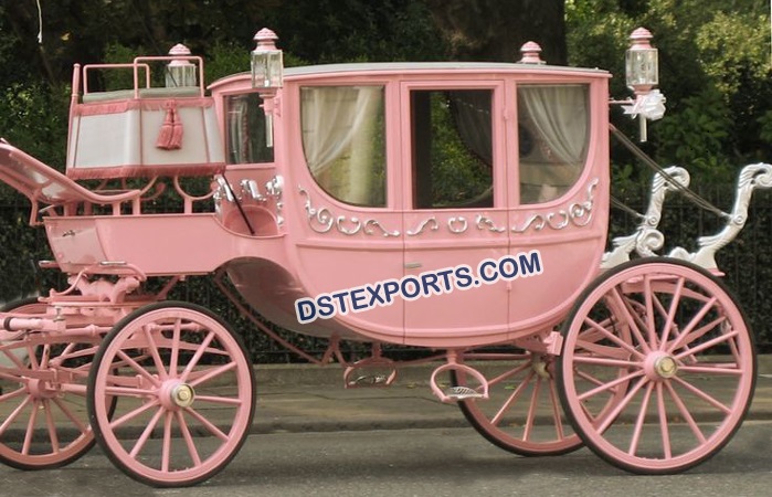 Beautiful Pink Horse Drawn Carriage