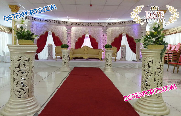 Graceful Fiber Carved Pillar for Reception Stage