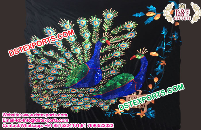 Peacock Dancing Couple Backdrop Curtains